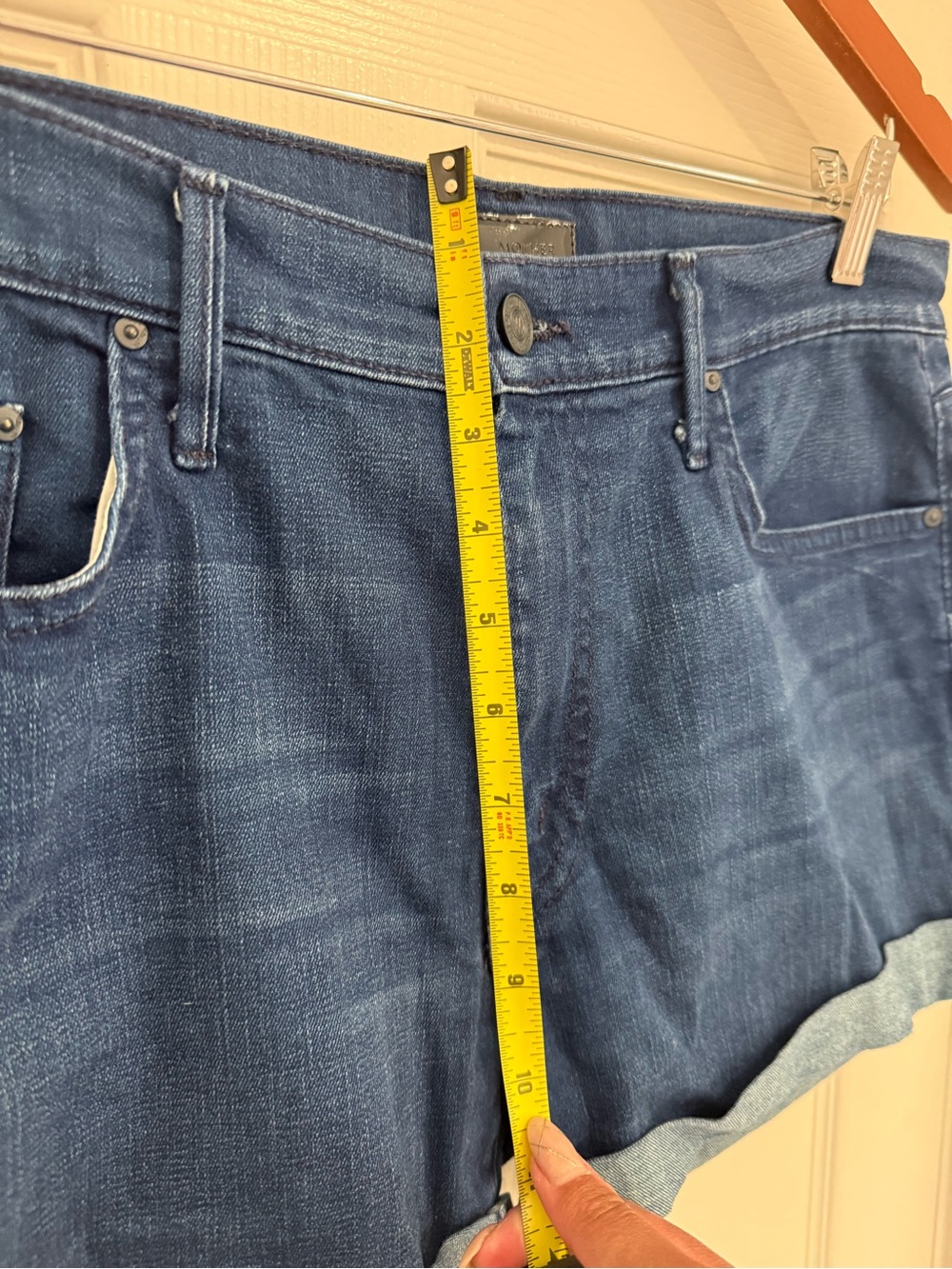 MOTHER The Drop Off Cuff Bright Eyes Denim Shorts Size 30 - Picture 12 of 13